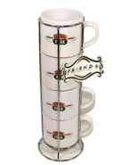 FRIENDS The TV Series Central Perk Coffee Cup Stackable 4 Mug Set Silver... - £24.14 GBP