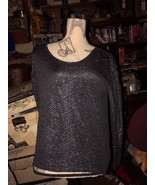 BCBG GENERATION  Slick Dark Silver+Black Open Back Metallic Blouse Size XXS - £11.04 GBP