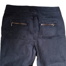 Chicos So Slimming Ankle Pants Sz 1 M/8 Navy Blue Cargo Zipper Pockets Cuffed - £20.93 GBP