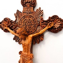 Jesus Vatican Prayer Cross - Hand Carved Teak Wood Art Sculpture Christianity Go - £911.04 GBP