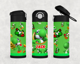 Personalized Super Mario Yoshi 12oz Kids Stainless Steel Tumbler Water Bottle - £17.26 GBP