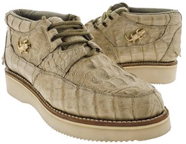 Mens Western Sneakers Shoes Sand Exotic Authentic Crocodile Hornback Skin - £159.66 GBP