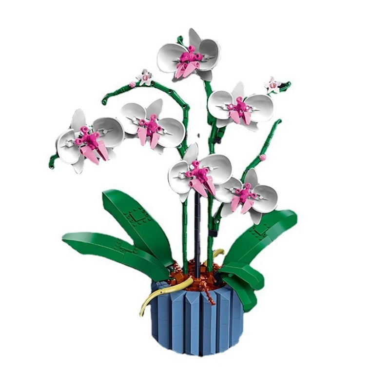 Bouquet Orchid Block Flower Succulents Potted Building Blocks For Romantic Kit - £35.17 GBP