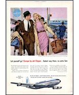 1950s Pan Am PRINT AD Europe By Jet Clipper BX2 - $9.49