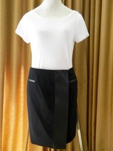 Ralph Lauren Black Label Skirt Wrap Black Wool &amp; Leather 4 mint - £97.07 GBP