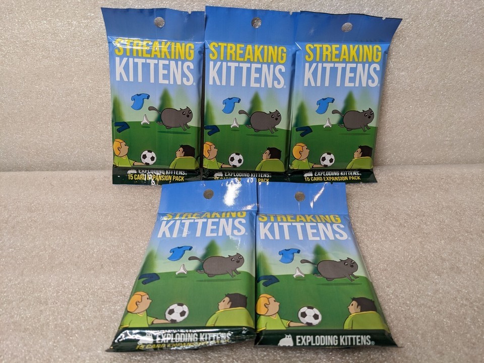 5 Packs Streaking Kittens Exploding Kittens First Expansion Pack Card Game - $14.99