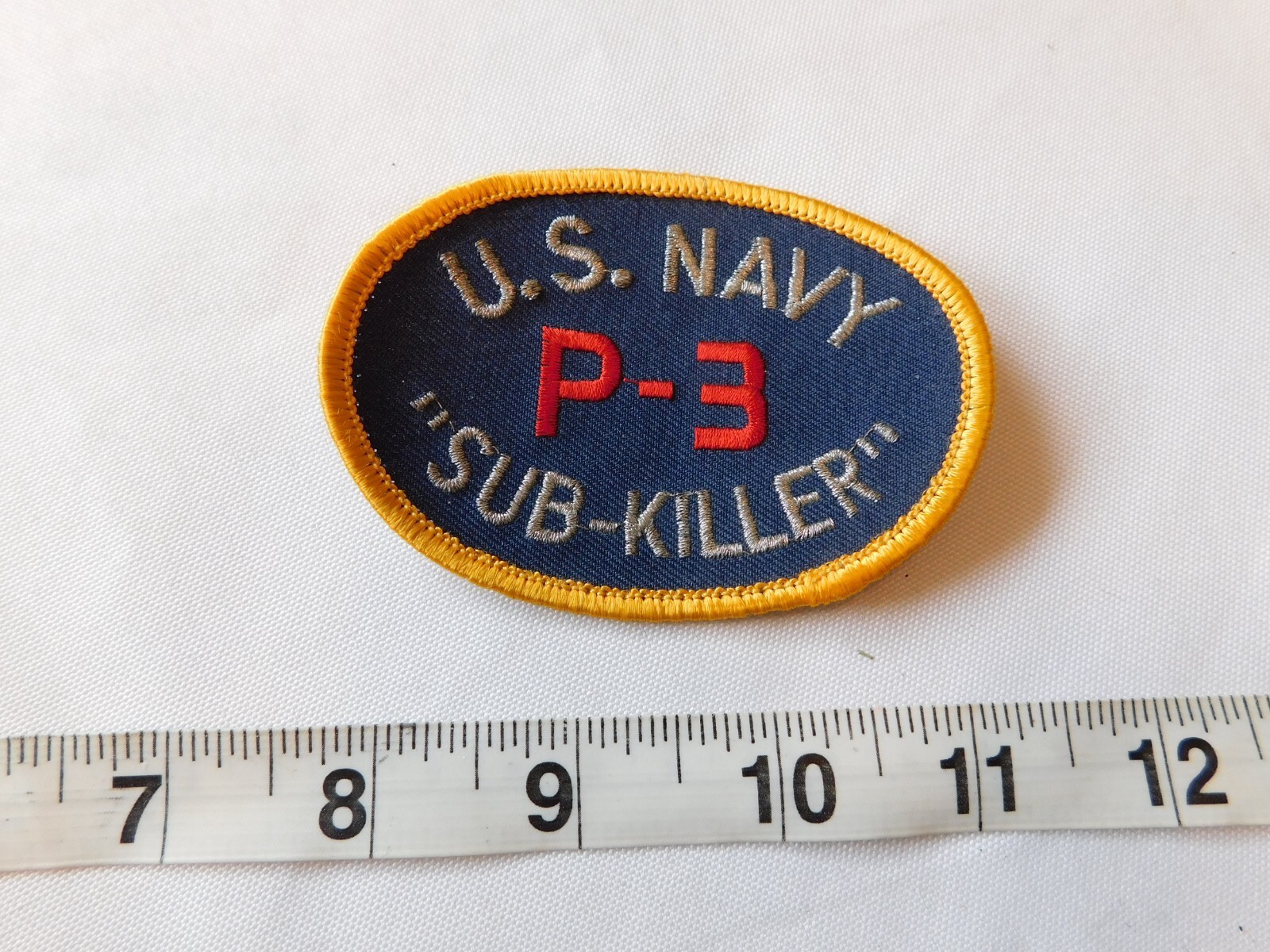 United States U.S. Navy P-3 &quot;Sub-Killer&quot; Oval Patch Navy Blue Gold Red S... - $39.59