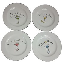 Pottery Barn Martini Cocktail 8 Inch Plates Set Of 4  - £19.58 GBP