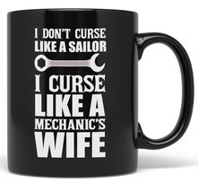PixiDoodle I Curse Like A Mechanic&#39;s Wife Spouse Coffee Mug (11 oz, Black) - £20.40 GBP+