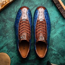 Genuine alligator and ostrich quill fashion sneaker Shoes Saulo Blue Jeans image 12