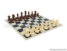 Dubrovnik Zagreb Chess Set - Chess Board Black 17.3&quot; + Chess Pieces 3,5&quot; - £30.95 GBP