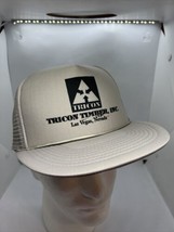 Vintage Tricon Timber Hat Cap Snap Back Gray Mesh Trucker Rope Las Vegas Small - $17.81