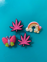 4 Shoe Charm Marijuana Weed Rainbow ButterFly Plug Button Compatible w/ Croc - £7.91 GBP