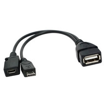8 Inch Usb 2.0 Type A Female To Micro B 5-Pin Male + Female Otg Cable W/ Power - £12.57 GBP