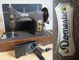 antique DOMESTIC BRAND Rotary Sewing Machine CORDS + ACCESSORIES + CORDS... - $149.59