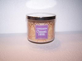 Bath &amp; Body Works Cinnamon Caramel Swirl 3 Wick Candle 14.5 oz - £21.93 GBP