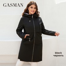 GASMAN New women&#39;s jacket spring 2022 High-Quality zipper long trench ho... - £133.35 GBP