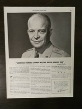 Vintage 1947 General Dwight D Eisenhowser Original Full Page Ad - £5.20 GBP