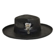 Men's Bruno Capelo Genuine Straw Hat Wide Brim Pencil Curl COLONIAL CO-Black image 5