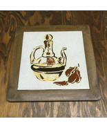 Vintage square trivet ceramic tile center with cruet pattern made in Italy  - $19.75