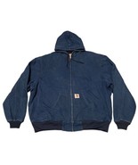 Carhartt Hooded Work Wear Jacket Navy Blue Mens Sz XXXL 3XL Reg Made In ... - £65.50 GBP