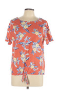 old navy Cotton Sz Large Petite Orange Blue Tropical Print Tie Front tee - £21.48 GBP