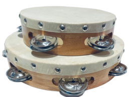 One Set Church TAMBOURINES Size 6&quot; &amp; 8&quot; - CP Brand Single Row Jingles Go... - £18.02 GBP