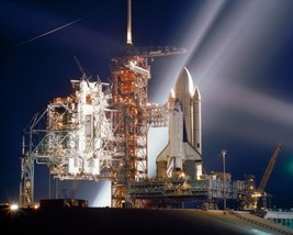 SPACE SHUTTLE COLUMBIA (STS-1) NIGHT LAUNCH PAD 1981 8X10 NASA PHOTO REP... - $8.49