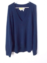 NWOT Yummy Sweater Co Deep Blue Knit Sweater V-Neck Long Sleeve Women XL... - £14.70 GBP