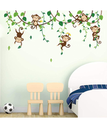 Monkey Climbing Tree Wall Decals Jungle Animals Wall Stickers Kids Room NEW - £14.11 GBP