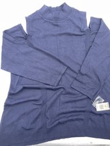 Vintage Style &amp; Co Cold Women&#39;s Navy Blue Soul Shoulder Sweater Top Size... - $14.24