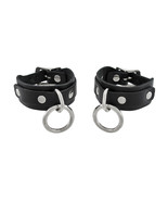 Zeckos Pair of Black Leather Wrist Restraints Chrome O Rings and Buckles - £12.93 GBP