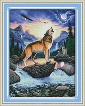 Cross Stitch Pattern PDF Digital Pattern Modern Decor Howling Wolf Fores... - $4.50