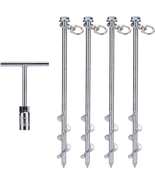 Ground Anchors Screw in - 12 Inch Set of 4 - Tent Stakes Heavy Duty   - £37.82 GBP