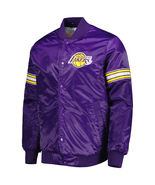 NBA Los Angeles Lakers Purple Satin Bomber Letterman Varsity Baseball Ja... - $143.80