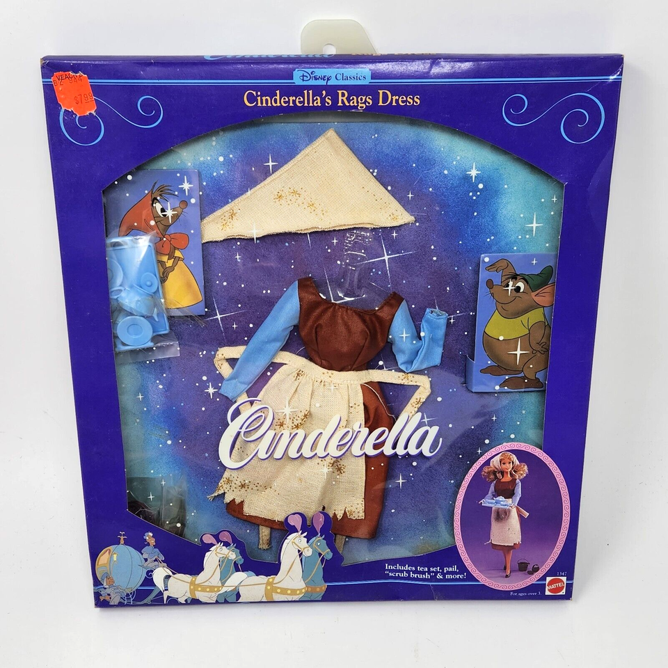 ディズニー シンデレラ プリンセス MATTEL クラシック rags ドレス Cinderella Rags Dress with Tea Set, bucket 1992 Disney