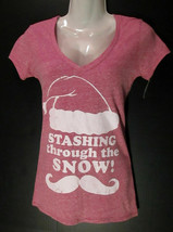 Jrs Fifth Sun &quot; Stashing Through the Snow &quot; Christmas Holiday T- Shirt S... - $14.99