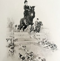 Men In Bowler Hats On Horse w/ Hunting Dogs 1900s Lithograph Hutt Art Print HM1D - £39.33 GBP