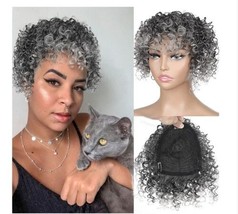 KRSI Afro Curly Hair Topper Silver Grey Synthetic Toppers Hair Pieces fo... - £11.34 GBP