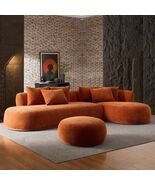 134&#39;&#39; Orange L-Shape Sectional Sofa, Ottoman, Right Chaise Deep Seat - $3,943.86 CAD