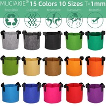 MUCIAKIE 15 Colors 10 Sizes Grow Bag w Handles Fabric Aeration Pot Conta... - £5.49 GBP