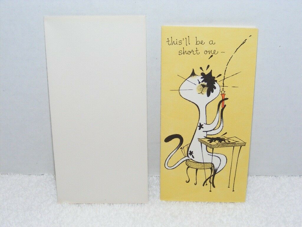 VINTAGE 1950's-60's GIBSON LETTER-ETTES CAT IMAGE BLANK GREETING CARD 2570-3 EUC - $5.99