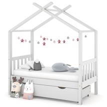 Kids Bed Frame with a Drawer White Solid Pine Wood 70x140 cm - £101.19 GBP