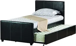 Trundle Platform Bed, Twin, Dark Brown - $463.99