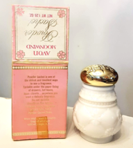 Avon Moonwind Powder Sachet Quilted White Glass Bottle NEW VTG Original Box - £12.56 GBP