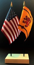 1 USA &amp; 1 Scotland Lion Mini Rayon 4&quot;x6&quot; Desk Flag Set with White 2-Hole... - $13.95