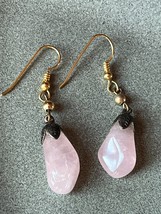Light Pink Rose Quartz Stone Nugget Dangle Earrings for Pierced Ears – 3/8th’s x - £7.47 GBP