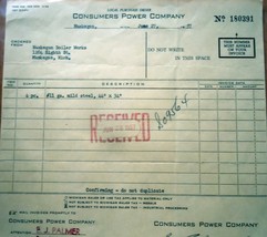 Vintage Continental Motors Corp Purchase Order Muskegon MI 1957 - $56.83 MXN