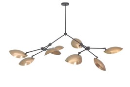 8 Shade Light Mid CenturyLinear Brass Sputnik chandelier light Fixture H... - £707.15 GBP