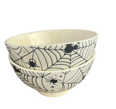 Disney Mickey Mouse Halloween Set Of 2 Spider Web Bowls Cereal Salad Snack 6” - £27.52 GBP